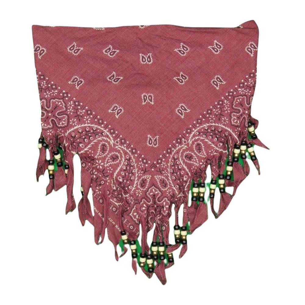 80s Vintage Beaded Fringe Bandana